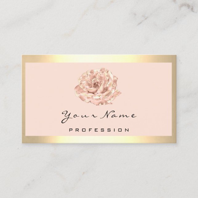 Floral Rose Gold Makeup Artist Hair Salon Frame Business Card (Front)