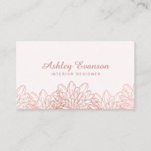 Floral Rose Gold Pink Professional Florist Business Card