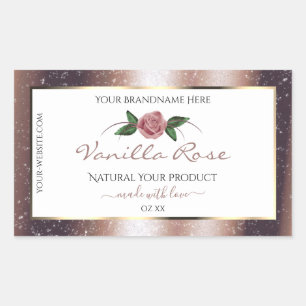 Floral Rose Gold Soft Glitter White Product Labels