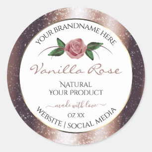 Floral Rose Gold Soft Glitter White Product Labels