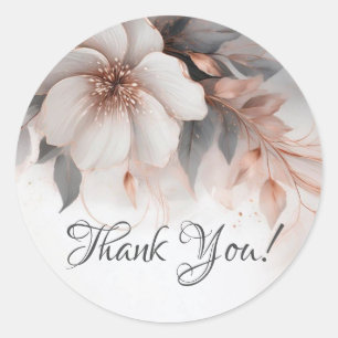 Floral Rose Gold Thank You Classic Round Sticker