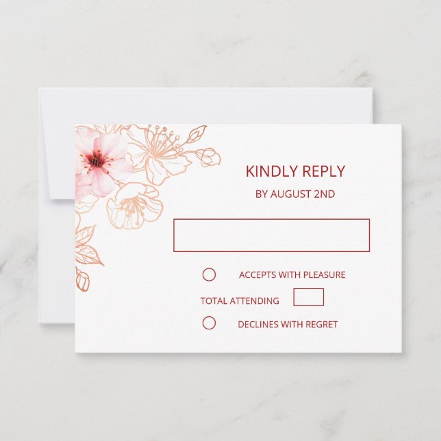 Floral Rose Gold Wedding RSVP (Front)
