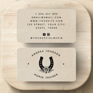 Floral Rose Horseshoe Farm Ranch Riding Instructor Business Card