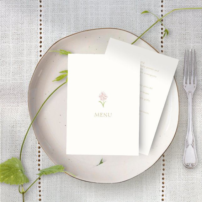 Floral Rose Ivory Card Wedding Menu (Creator Uploaded)
