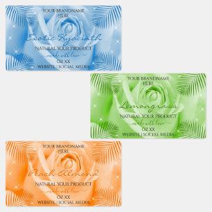 Floral Rose Light Blue Green Orange Product Labels