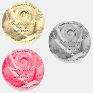 Floral Rose Light Cream Grey Pink Product Labels