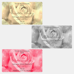 Floral Rose Light Cream Grey Pink Product Labels