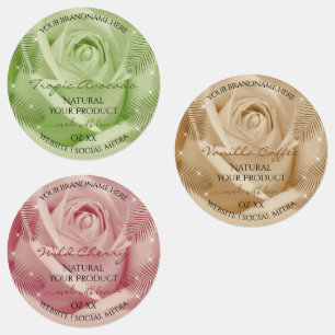 Floral Rose Light Red Brown Green Product Labels