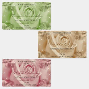 Floral Rose Light Red Brown Green Product Labels