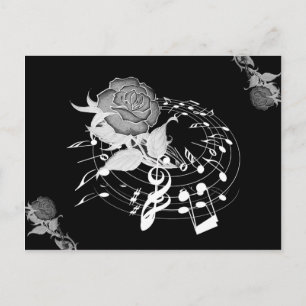 Floral Rose Music Note Postcard