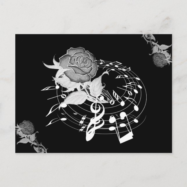 Floral Rose Music Note Postcard (Front)
