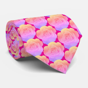 Floral Rose Patterns Hot Pink Abstract Gift Favour Tie