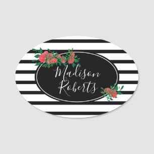 Floral Rose Personalised Name Tag