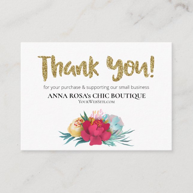 *~* Floral ROSE QR Logo THANK YOU Review AP8 Enclosure Card (Front)