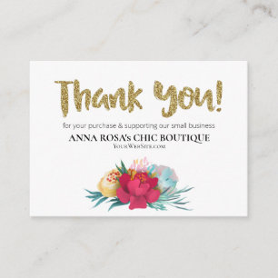*~* Floral ROSE QR Logo THANK YOU Review AP8 Enclosure Card