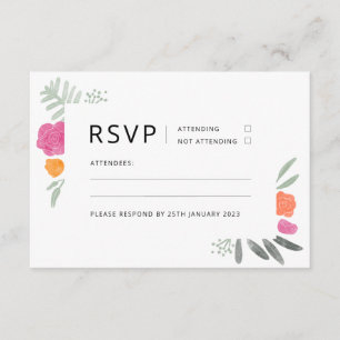 Floral Rose RSVP Invite 