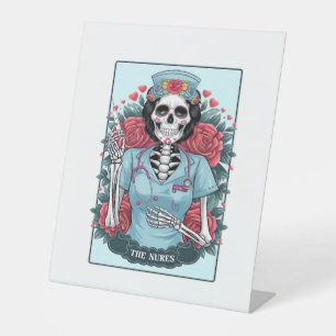 Floral Rose Skeleton Nurse Tarot Card Halloween Es Pedestal Sign