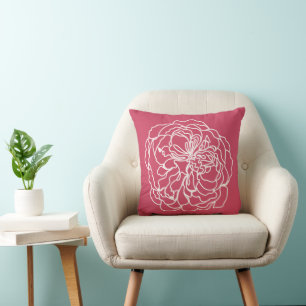 Floral Rose Sketch Modern Custom Background Colour Cushion