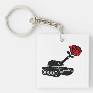 Floral Rose Tank Anti War Pacifism Key Ring