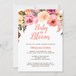 Floral Rose Watercolor Baby in Bloom Baby Shower Invitation