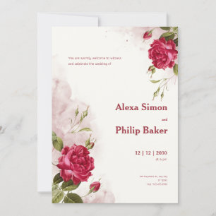 Floral Rose Wedding Invitation