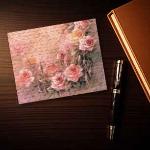 Floral Roses Antique Handwriting Cardstock