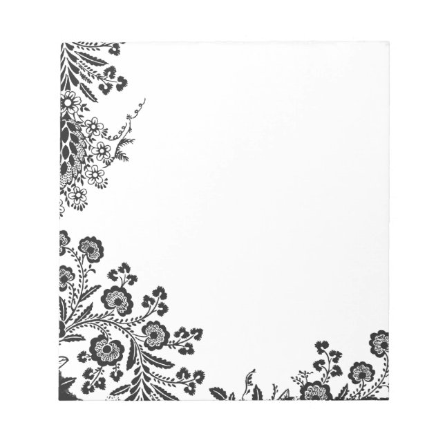 Floral roses branch rose flowers girly silhouette notepad (Front)