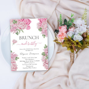 Floral roses Brunch and bubbly Invitation