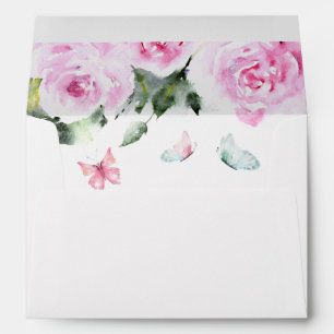 Floral Roses Butterflies Girl Baby Shower Envelope