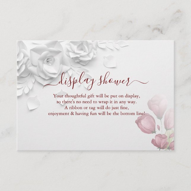 Floral Roses Display Bridal Wedding Shower  Enclosure Card (Front)