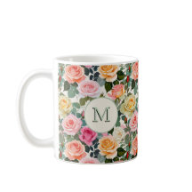 Floral Roses Elegant Flowers Pretty Monogrammed