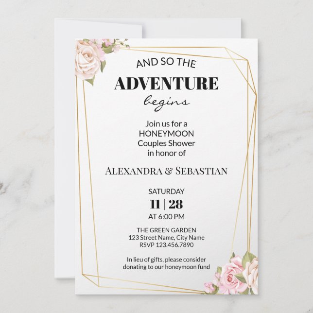 Floral Roses Honeymoon Shower Invitation (Front)