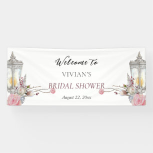 Floral Roses & Lantern Bridal Shower Welcome Banner