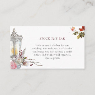 Floral Roses & Lantern Stock the Bar Bridal Shower Enclosure Card