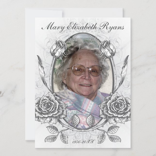 Floral Roses Memorial Bereavement Card (Front)