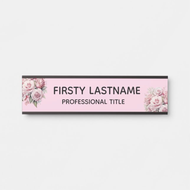 Floral Roses Office Door Sign Name Plate (Front)