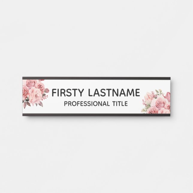 Floral Roses Office Door Sign Name Plate (Front)