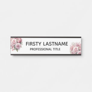 Floral Roses Office Door Sign Name Plate