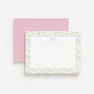 Floral Roses Personalized Nursery Note Card