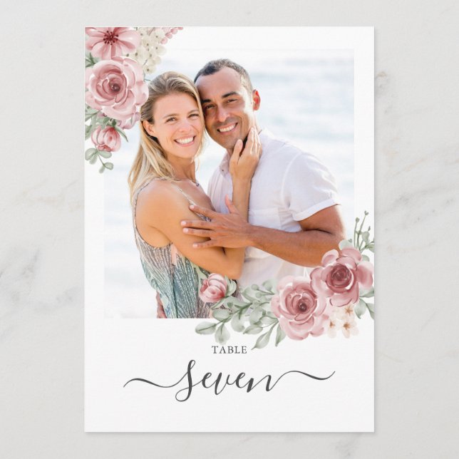 Floral Roses Photo Table Number (Back)