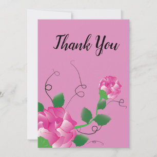 Floral Roses Pink Thank You Card