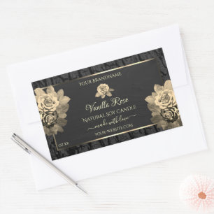 Floral Roses Rustic Black Tree Bark Product Labels