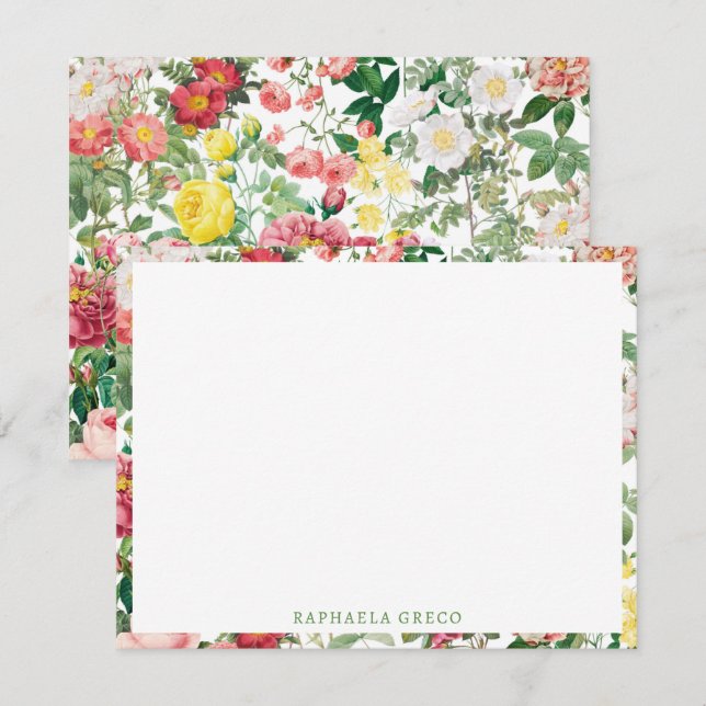 Floral Roses Vintage Spring Garden  Card (Front/Back)
