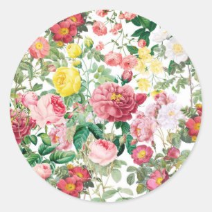 Floral Roses Vintage Spring Garden    Classic Round Sticker