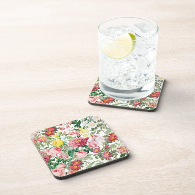 Floral Roses Vintage Spring Garden   Coaster (Right Side)