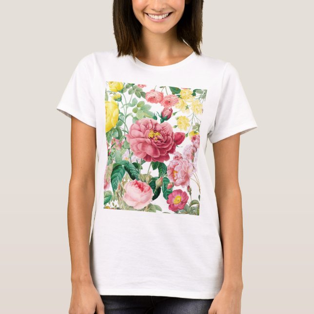 Floral Roses Vintage Spring Garden   T-Shirt (Front)