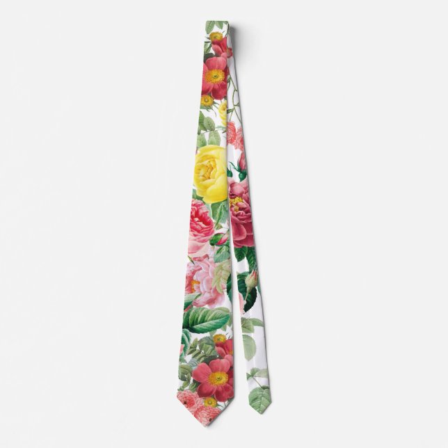 Floral Roses Vintage Spring Garden      Tie (Front)