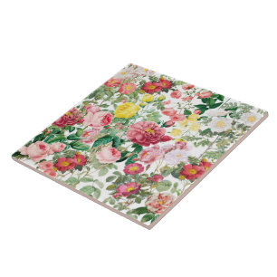 Floral Roses Vintage Spring Garden Tile