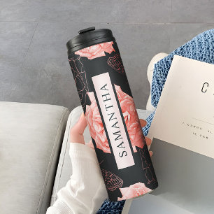 Floral Rosy Minimalist Thermal Tumbler  