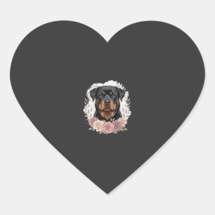 Floral Rottweiler Dog Portrait Sublimation Heart Sticker